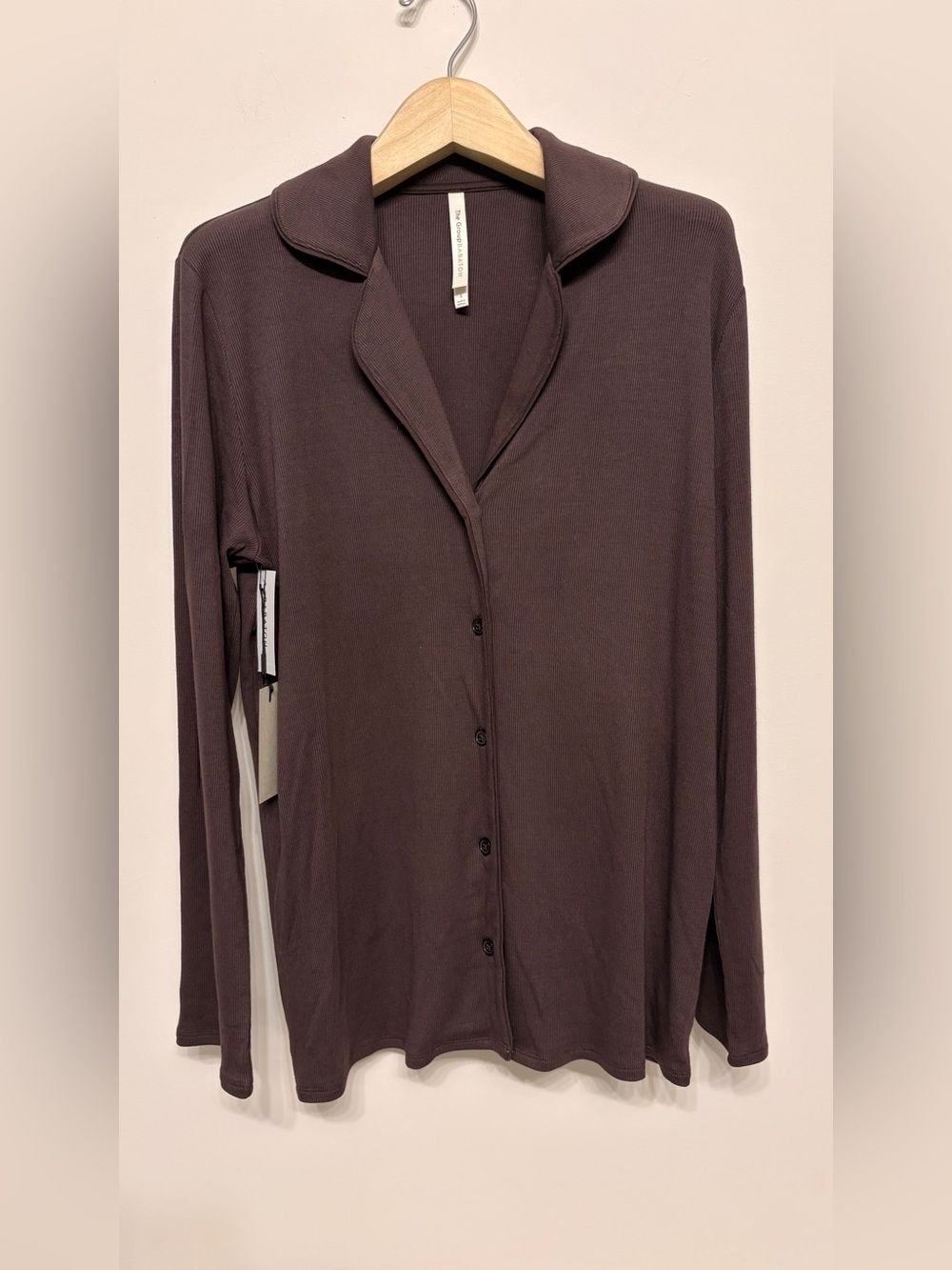 Aritzia group by babaton mocha brown tomorrow long sleeve sz s small new
